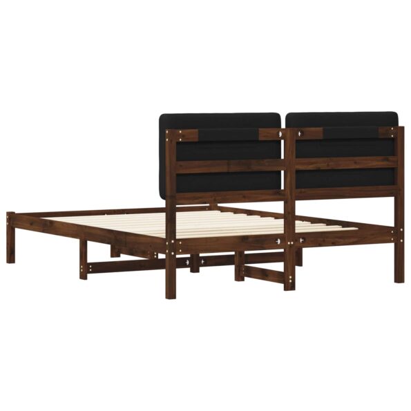 vidaXL Rám postele s čalúneným čelom Tmavohnedá a čierna 135 x 190 cm – Obrázok 6