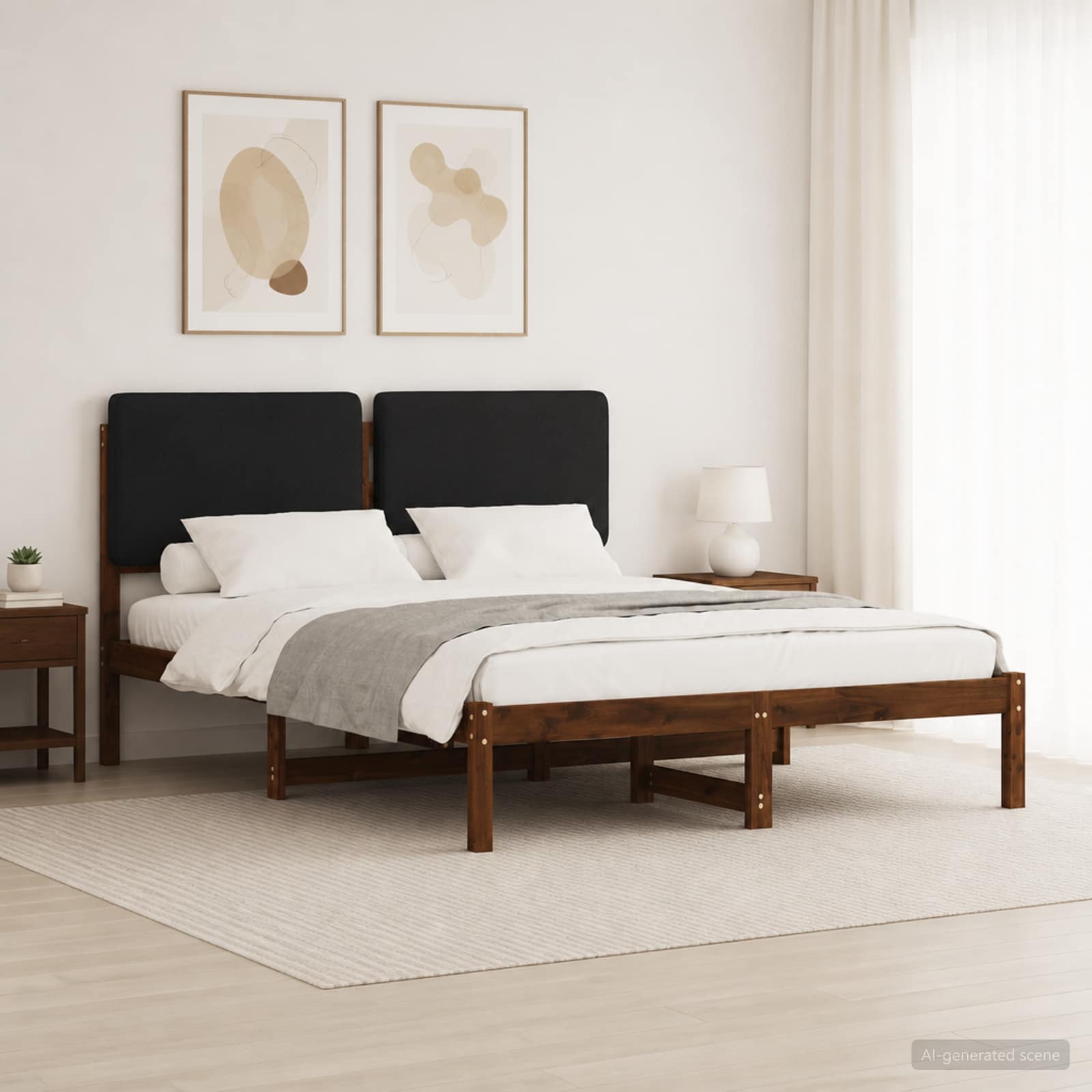 904008_1.jpg vidaXL Rám postele s čalúneným čelom Tmavohnedá a čierna 120 x 190 cm – Obrázok 1