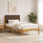 vidaXL Rám postele s čalúneným čelom Bielená a taupe 80 x 200 cm