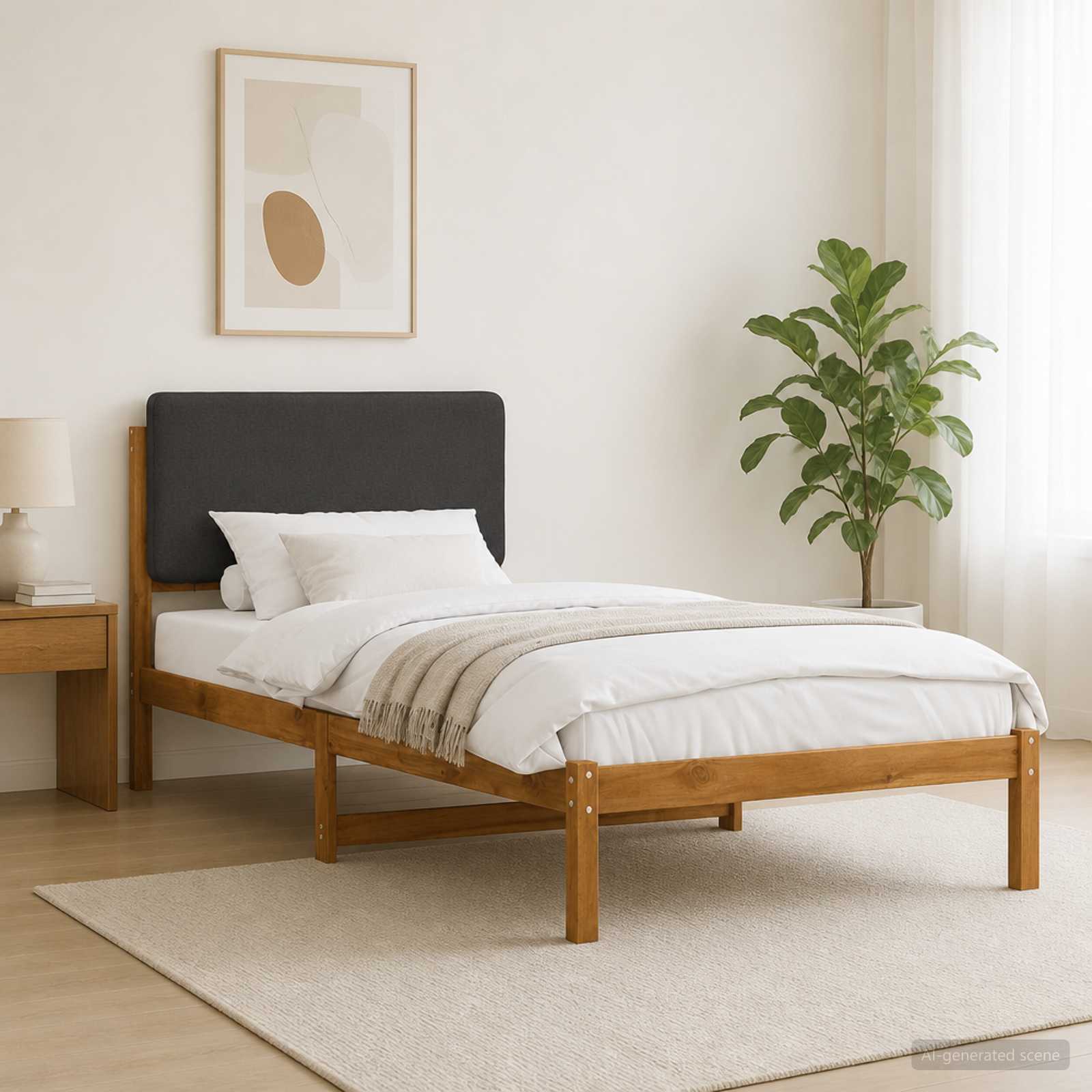 904031_1.jpg vidaXL Rám postele s čalúneným čelom Prírodná a tmavosivá 90 x 190 cm – Obrázok 1