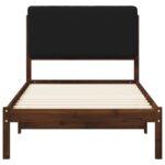vidaXL Rám postele s čalúneným čelom Tmavohnedá a čierna 75 x 190 cm – Obrázok 4