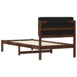 vidaXL Rám postele s čalúneným čelom Tmavohnedá a čierna 75 x 190 cm – Obrázok 6
