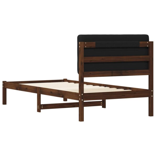 vidaXL Rám postele s čalúneným čelom Tmavohnedá a čierna 75 x 190 cm – Obrázok 6