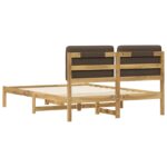 vidaXL Rám postele s čalúneným čelom Bielená a taupe 150 x 200 cm – Obrázok 6