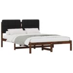 vidaXL Rám postele s čalúneným čelom Tmavohnedá a čierna 140 x 200 cm – Obrázok 2
