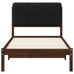 vidaXL Rám postele s čalúneným čelom Tmavohnedá a čierna 90 x 190 cm – Obrázok 4