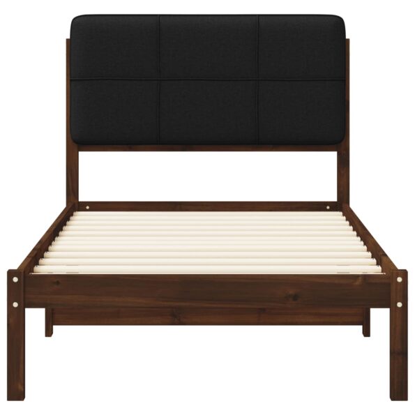 vidaXL Rám postele s čalúneným čelom Tmavohnedá a čierna 90 x 190 cm – Obrázok 4