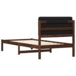 vidaXL Rám postele s čalúneným čelom Tmavohnedá a čierna 90 x 190 cm – Obrázok 6