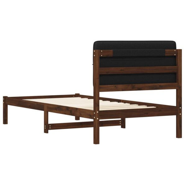 vidaXL Rám postele s čalúneným čelom Tmavohnedá a čierna 90 x 190 cm – Obrázok 6