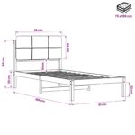 vidaXL Rám postele s čalúneným čelom Tmavohnedá a čierna 75 x 190 cm – Obrázok 11