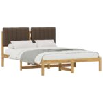 vidaXL Rám postele s čalúneným čelom Bielená a taupe 160 x 200 cm – Obrázok 2