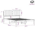 vidaXL Rám postele s čalúneným čelom Tmavohnedá a čierna 140 x 190 cm – Obrázok 11