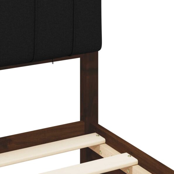vidaXL Rám postele s čalúneným čelom Tmavohnedá a čierna 140 x 190 cm – Obrázok 8