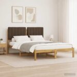 vidaXL Rám postele s čalúneným čelom Bielená a taupe 140 x 190 cm
