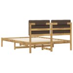 vidaXL Rám postele s čalúneným čelom Bielená a taupe 140 x 190 cm – Obrázok 6