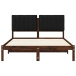 vidaXL Rám postele s čalúneným čelom Tmavohnedá a čierna 135 x 190 cm – Obrázok 4