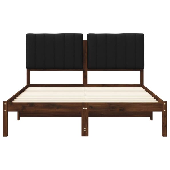 vidaXL Rám postele s čalúneným čelom Tmavohnedá a čierna 135 x 190 cm – Obrázok 4