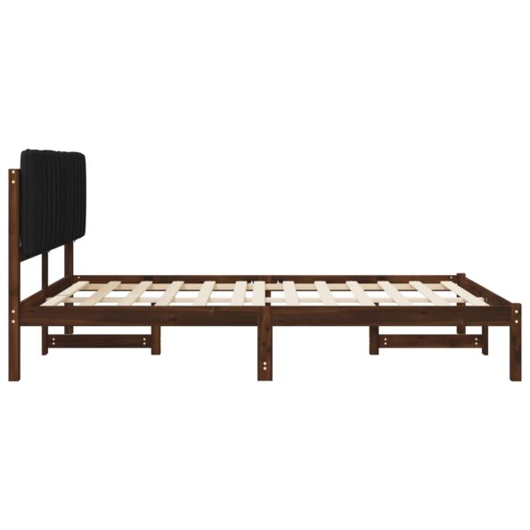 vidaXL Rám postele s čalúneným čelom Tmavohnedá a čierna 135 x 190 cm – Obrázok 5