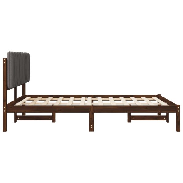 vidaXL Rám postele s čalúneným čelom Tmavohnedá a svetlosivá – Obrázok 5