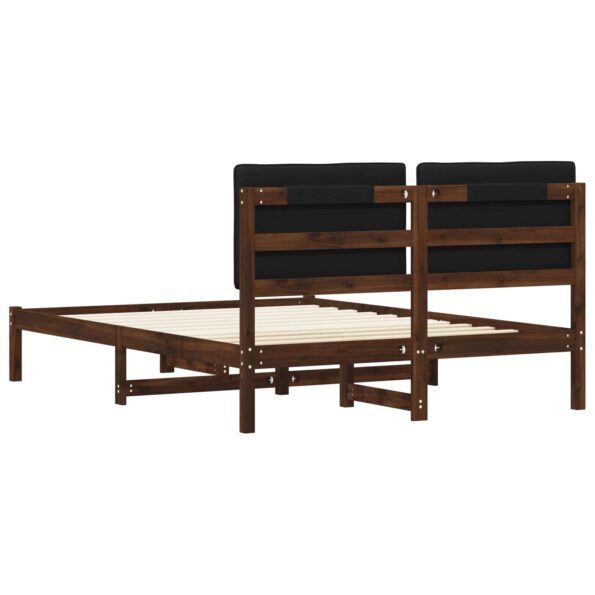 vidaXL Rám postele s čalúneným čelom Tmavohnedá a čierna 120 x 190 cm – Obrázok 6