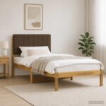 vidaXL Rám postele s čalúneným čelom Bielená a taupe 100 x 200 cm