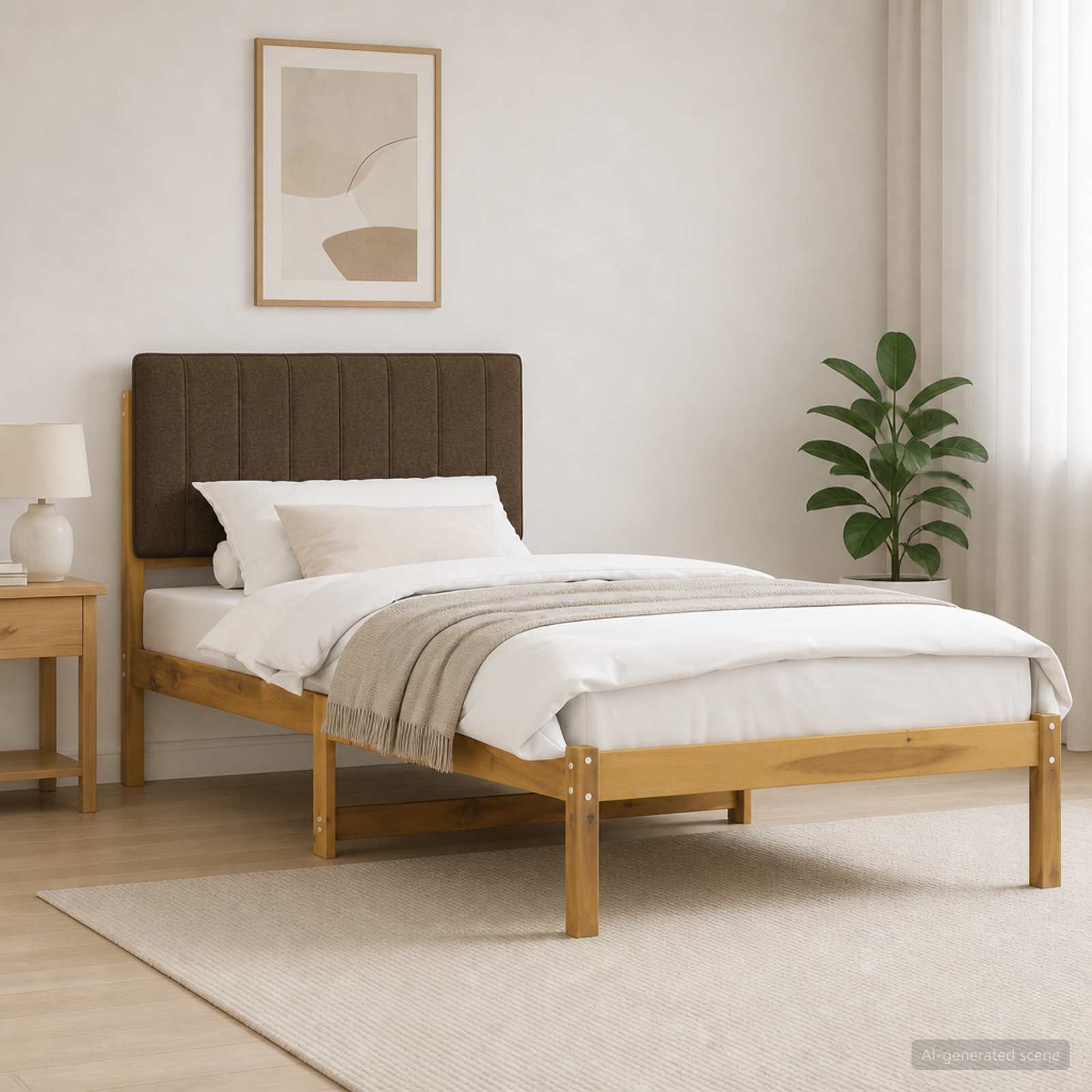 904183_1.jpg vidaXL Rám postele s čalúneným čelom Bielená a taupe 100 x 200 cm – Obrázok 1