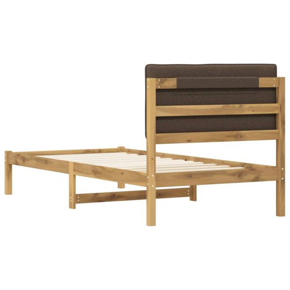 vidaXL Rám postele s čalúneným čelom Bielená a taupe 90 x 190 cm – Obrázok 6