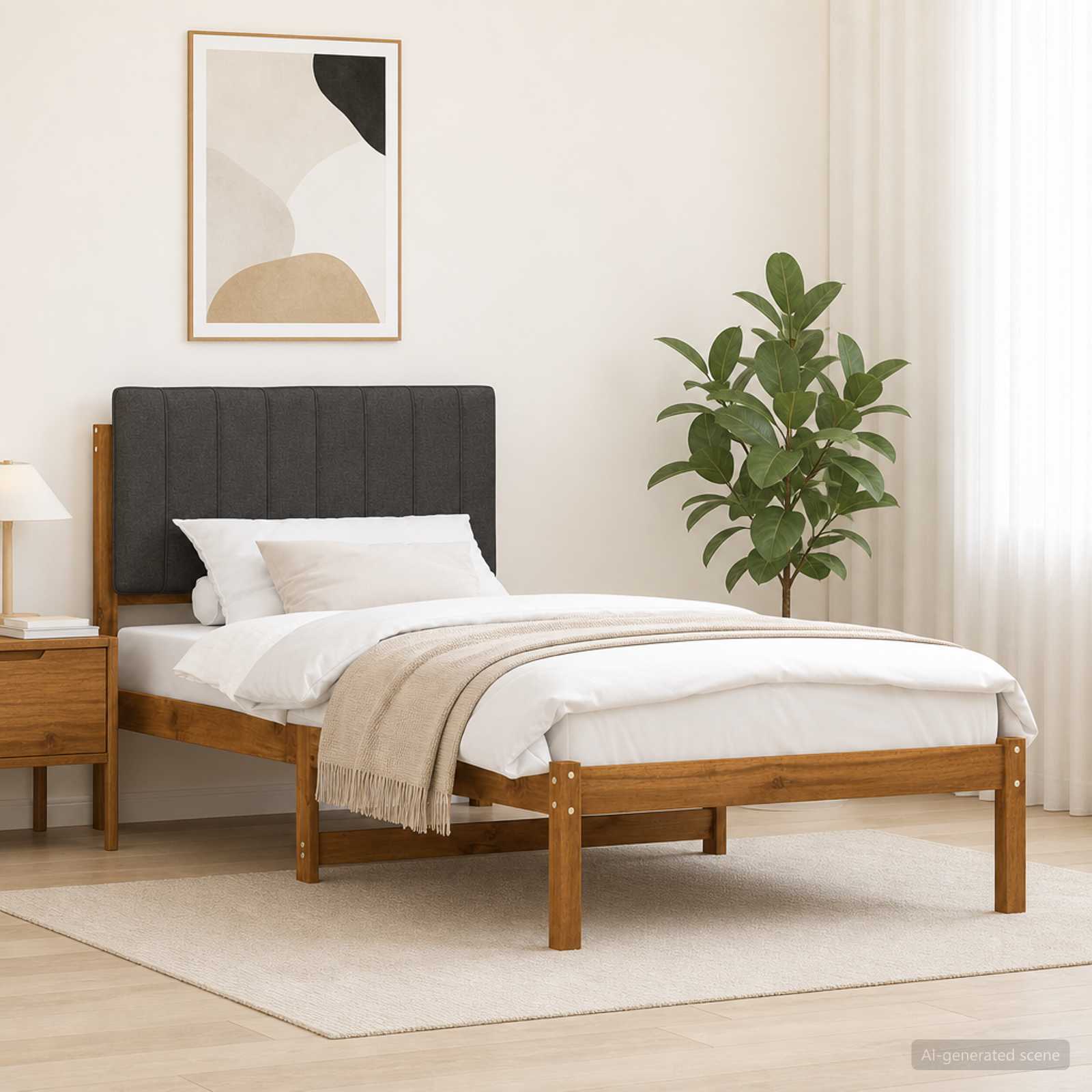 904205_1.jpg vidaXL Rám postele s čalúneným čelom Prírodná a tmavosivá 75 x 190 cm – Obrázok 1