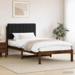 vidaXL Rám postele s čalúneným čelom Tmavohnedá a čierna 75 x 190 cm