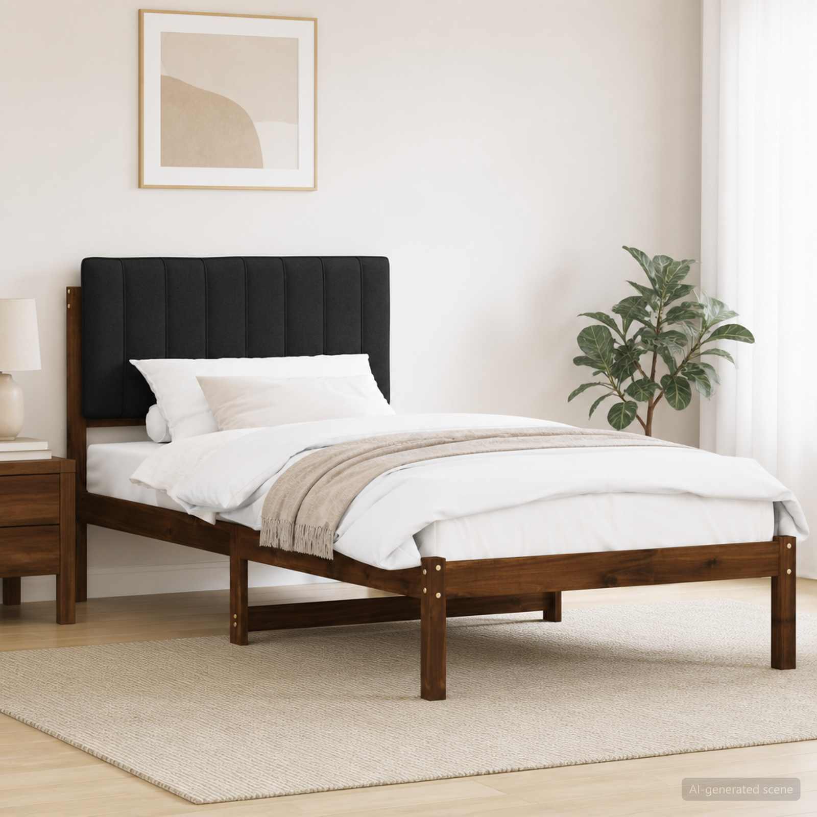 904206_1.jpg vidaXL Rám postele s čalúneným čelom Tmavohnedá a čierna 75 x 190 cm – Obrázok 1