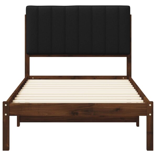 vidaXL Rám postele s čalúneným čelom Tmavohnedá a čierna 75 x 190 cm – Obrázok 4