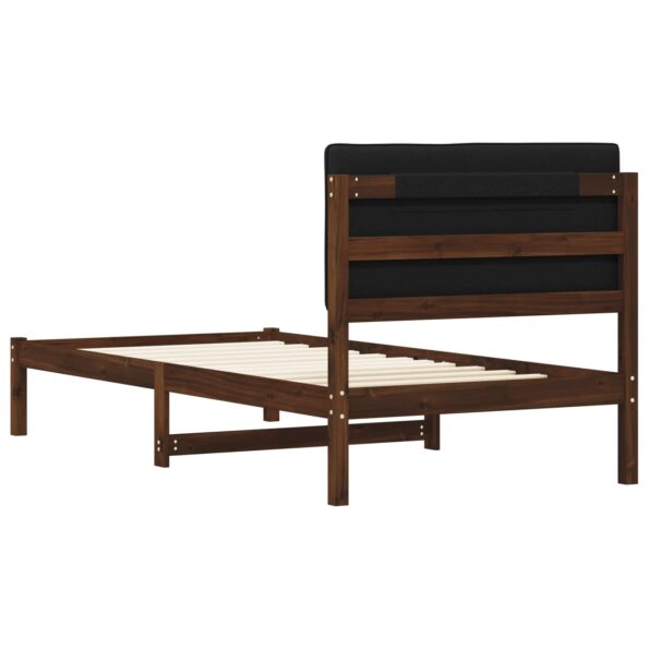 vidaXL Rám postele s čalúneným čelom Tmavohnedá a čierna 75 x 190 cm – Obrázok 6