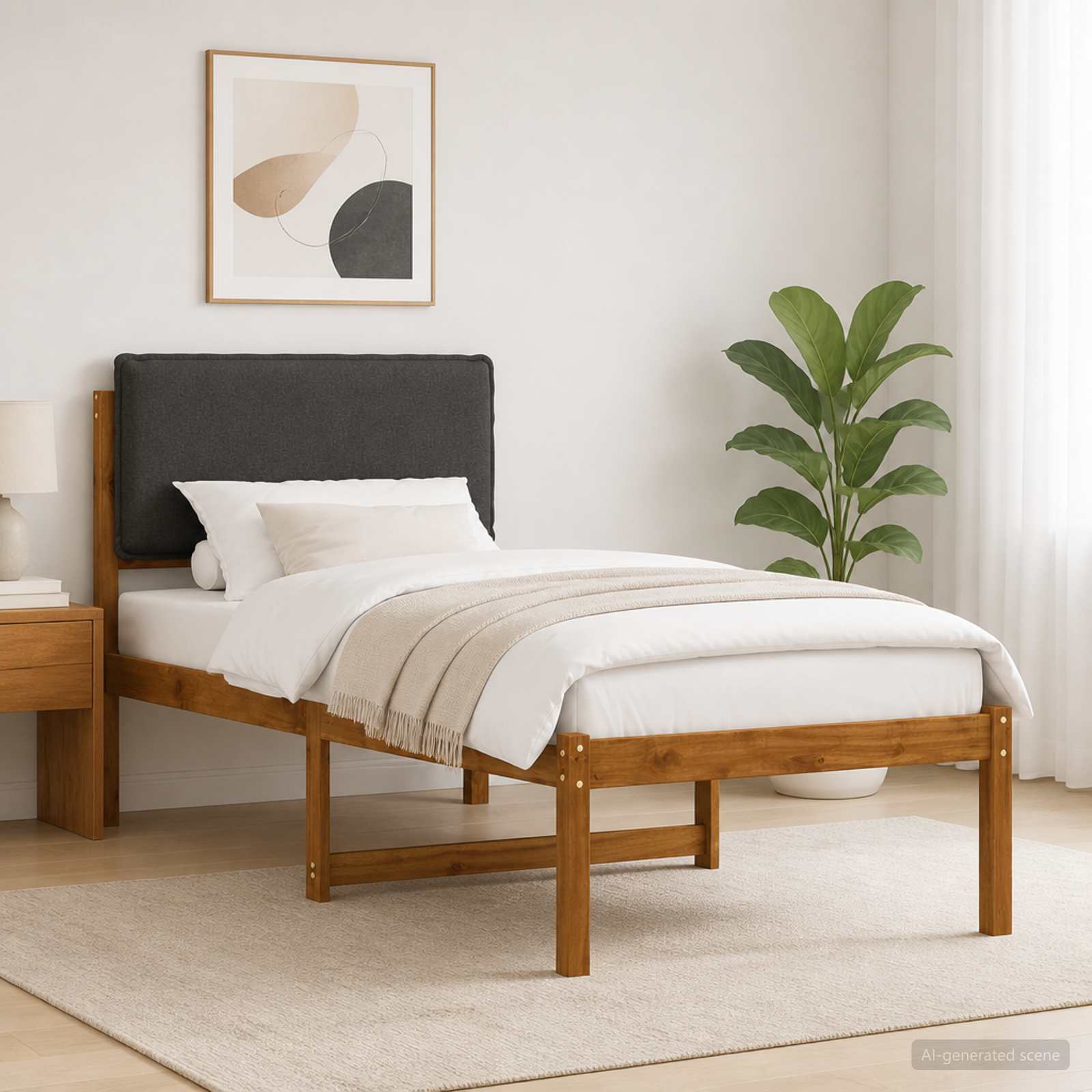 904265_1.jpg vidaXL Rám postele s čalúneným čelom Prírodná a tmavosivá 100 x 200 cm – Obrázok 1