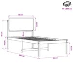 vidaXL Rám postele s čalúneným čelom Prírodná a tmavosivá 90 x 200 cm – Obrázok 11