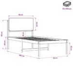 vidaXL Rám postele s čalúneným čelom Prírodná a tmavosivá 75 x 190 cm – Obrázok 11