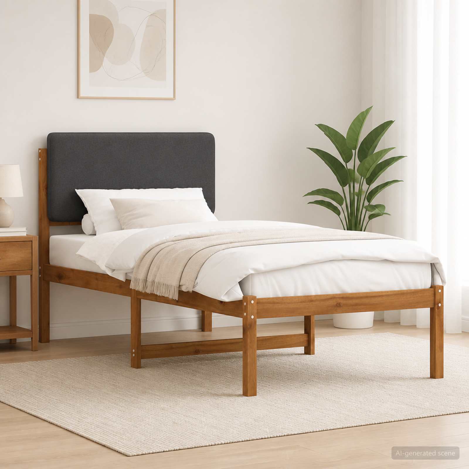 904373_1.jpg vidaXL Rám postele s čalúneným čelom Prírodná a tmavosivá 75 x 190 cm – Obrázok 1