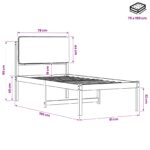 vidaXL Rám postele s čalúneným čelom Prírodná a tmavosivá 75 x 190 cm – Obrázok 11