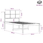 vidaXL Rám postele s čalúneným čelom Prírodná a tmavosivá 100 x 200 cm – Obrázok 11