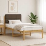 vidaXL Rám postele s čalúneným čelom Bielená a taupe 90 x 200 cm