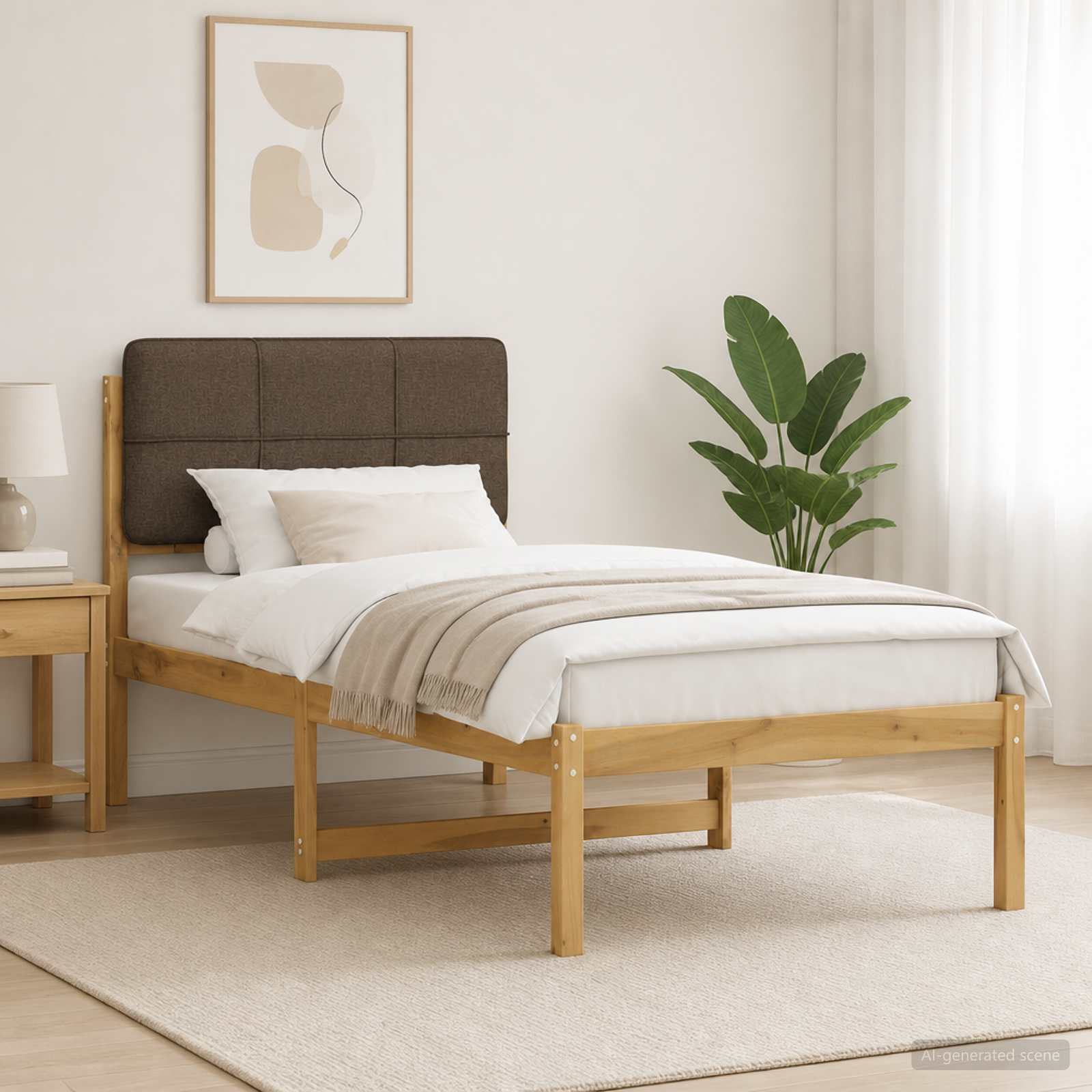904441_1.jpg vidaXL Rám postele s čalúneným čelom Bielená a taupe 90 x 200 cm – Obrázok 1