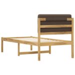vidaXL Rám postele s čalúneným čelom Bielená a taupe 90 x 200 cm – Obrázok 6
