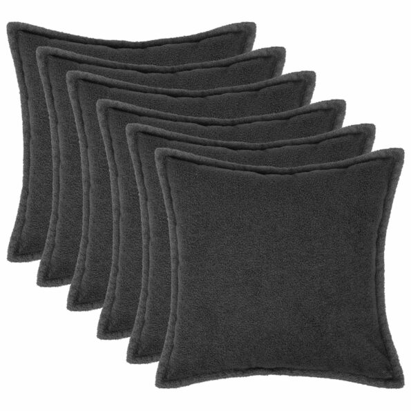 vidaXL Poťah na podložku 6 ks HOUTEN Tmavosivá 35 x 35 cm Bouclé – Obrázok 2
