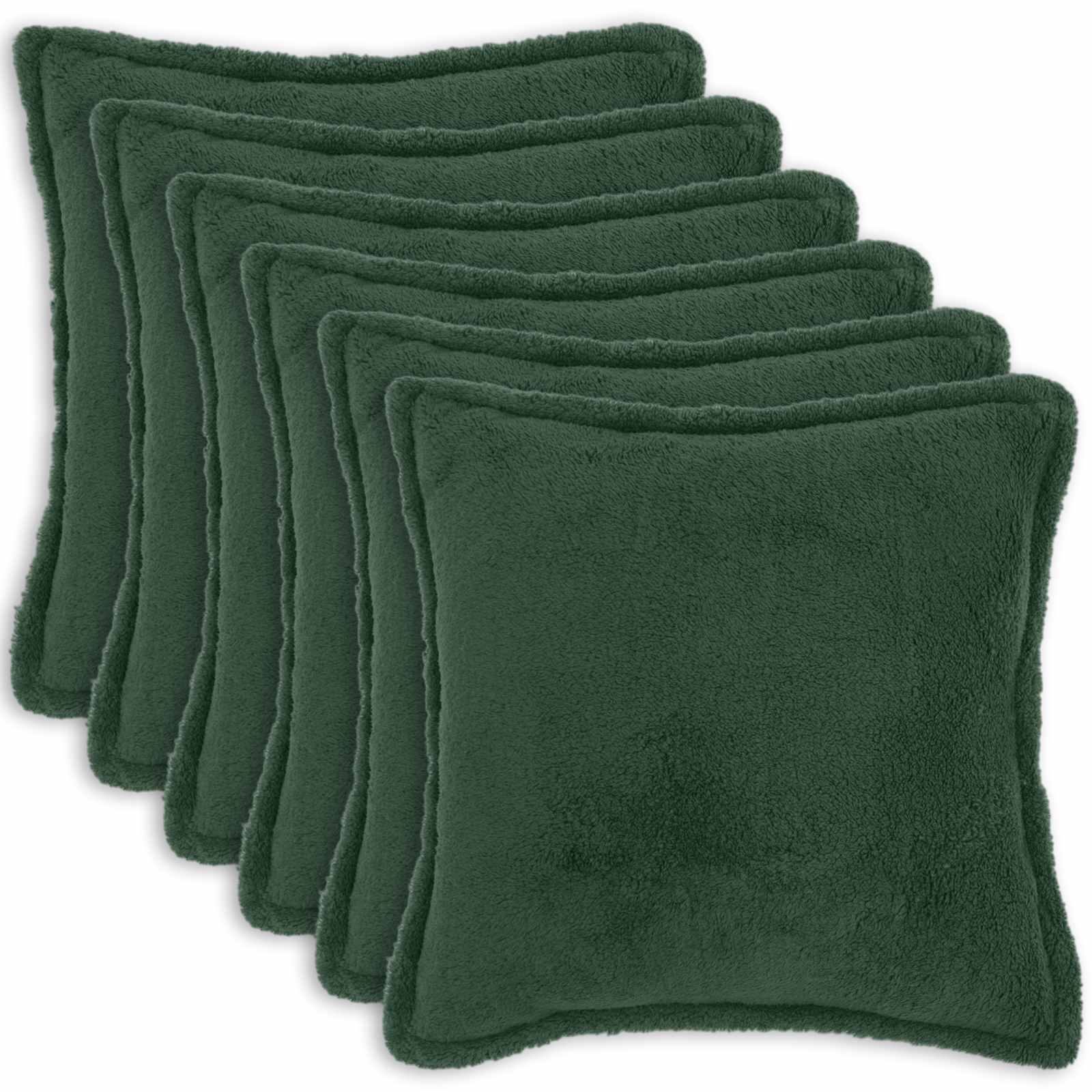 920856_1.jpg vidaXL Poťah na podložku 6 pcs HOUTEN Tmavozelená 60 x 60 cm Bouclé – Obrázok 1
