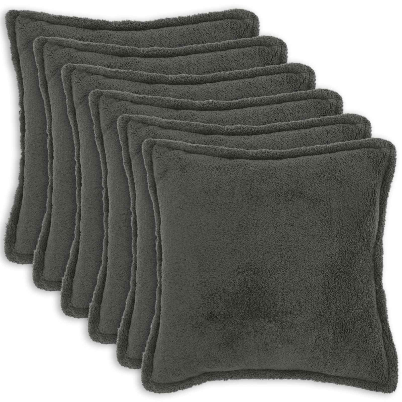921778_1.jpg vidaXL Poťah na podložku 6 pcs HOUTEN Tmavosivá 80 x 80 cm Bouclé – Obrázok 1