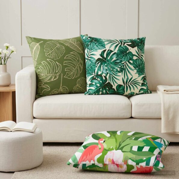 vidaXL Podložka 2 ks HEERLEN Design s listami 65 x 65 cm Polyester – Obrázok 3