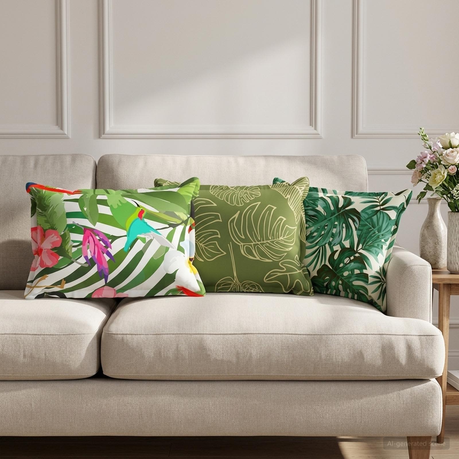 932301_1.jpg vidaXL Podložka List s vankúšom HOUTEN 2 ks Design s listami Polyester – Obrázok 1