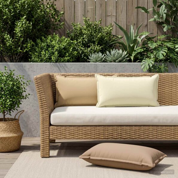 vidaXL Podložka s vankúšom HOUTEN 2 ks Krémová Polyester – Obrázok 3