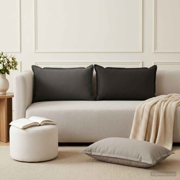 vidaXL Podložka s vankúšom HOUTEN 12 ks Čierna Polyester – Obrázok 3
