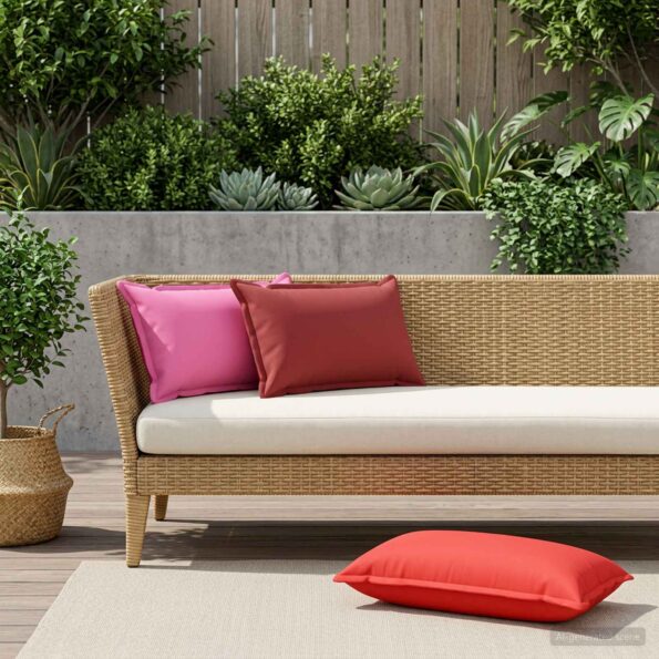 vidaXL Podložka s vankúšom HOUTEN 6 ks Červená Polyester – Obrázok 3
