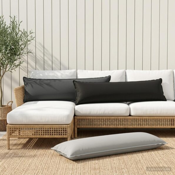 vidaXL Podložka s vankúšom HOUTEN Čierna 40 x 145 cm Polyester – Obrázok 3